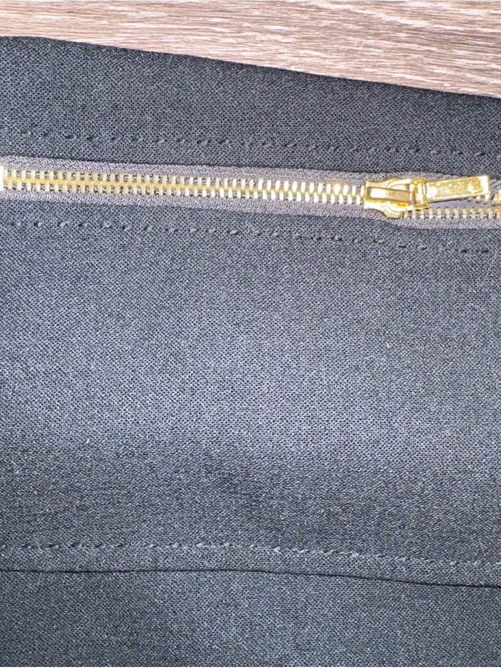 Tory Burch Petra Wood Midi Dress Black with Gold Zipper Accents